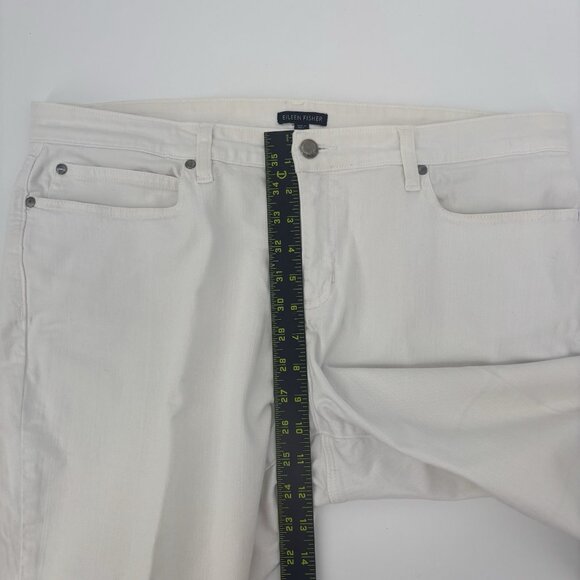 Eileen Fisher White Skinny Jeans Women's Size 16 Stretch Raw Hem - Picture 11 of 12
